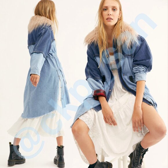 NWOT Free People Days To Come Denim Parka Sz S - Picture 3 of 15